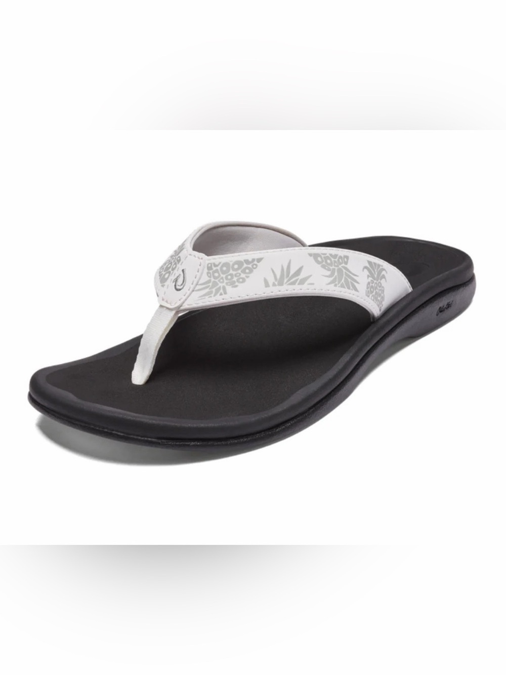 OluKai Ohana Women’s Sandal Thong Bright White/Hua With Pineapple Pattern Sz 7
